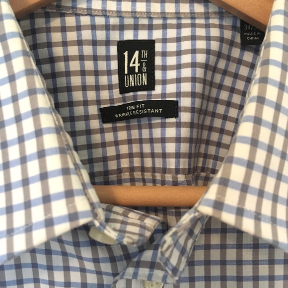 Nordstrom Men's Windowpane Check Shirt SZ 17 34/35 - Picture 3 of 3